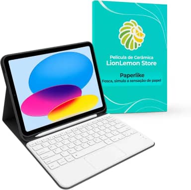 Kit Capa Noir Luxe para iPad 10 e 11 + Teclado TouchPad + Smart Pencil + Película Paperlike (Branco)
