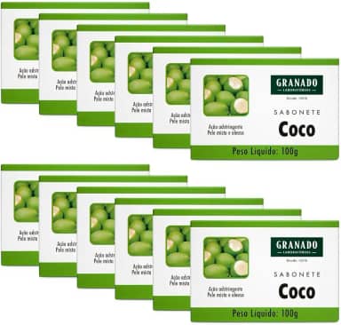 Granado Sabonete Tratamento, Coco, 100g, 12 Unidades