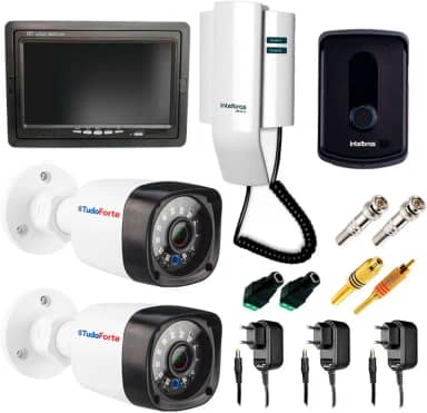 Kit Porteiro Intelbras IPR8010 com 02 Câmeras Infravermelho e Tela Monitor 7' LCD Colorido