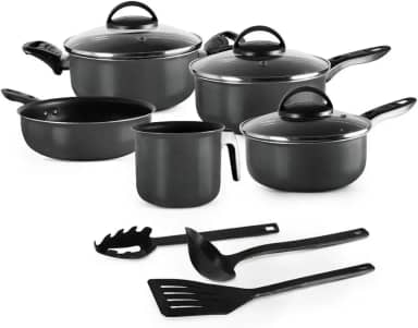 Conjunto De Panelas 08 Peças Preto Antiaderente Elegan