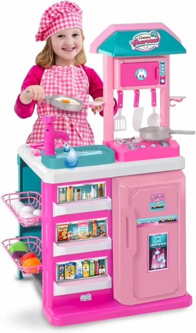 Cozinha Gourmet Infantil Completa Rosa Sai Água Magic Toys 8016