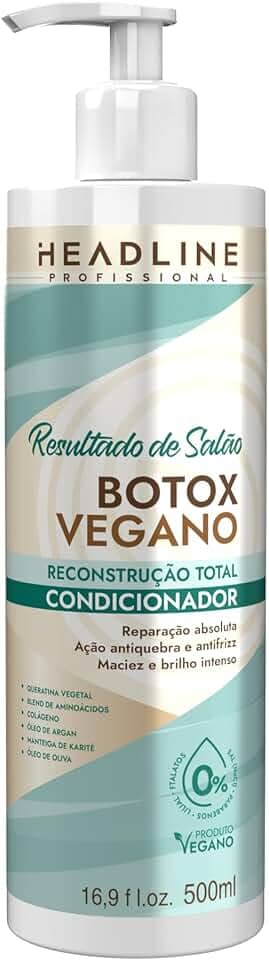 Condicionador Botox Vegano - Reconstrói, Fortalece e Realinha - HEADLINE Resultado de Salão - 500ml