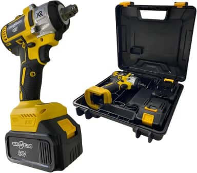 Chave De Impacto Profissional Led 2 Baterias 48v Com Maleta + 10 Acessórios 360nm 2300rpm Cor Amarela