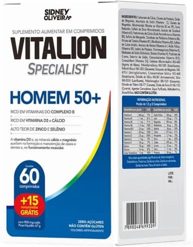 AZ Multivitamínicos Homem 50+ Vitalion Sidney Oliveira