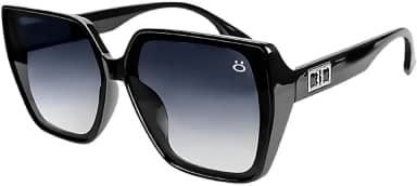 Óculos Sol Quadrado Original Feminino Proteção UV + Case Praia Verão Luxo Preto Presente Estilo