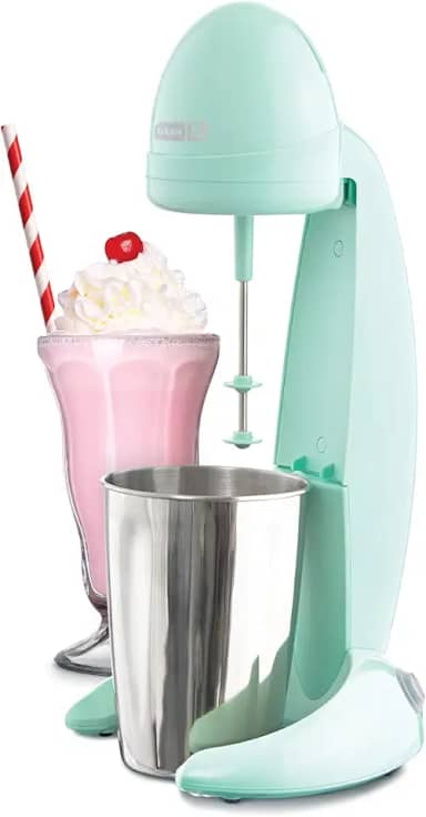 Dash Máquina de fazer milkshake retrô de aço inoxidável para maltes, bebidas de refrigerante, shakes de proteína, omeletes de batedor e massa de panqueca, 2 ajustes de velocidade + pulso, guia de receitas incluído, 700 ml