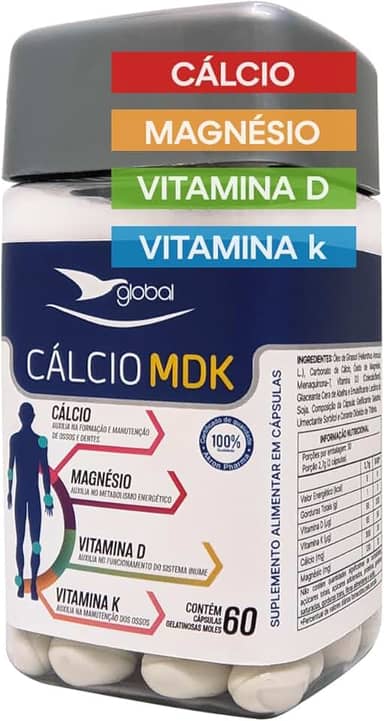 Cálcio MDK Global Suplementos 60 Cápsulas