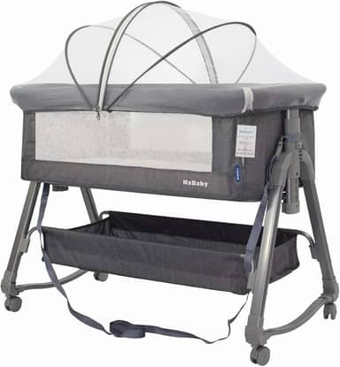 Berço Portátil Moises Co-bed Com Balanço Mosquiteiro e Cesto Cinza - KaBaby
