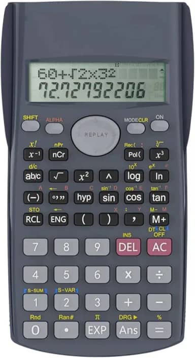 Calculadora Científica de Engenharia, 240 Funções, Display de Linha Dupla, Ideal Escola e Escritório (Preto)