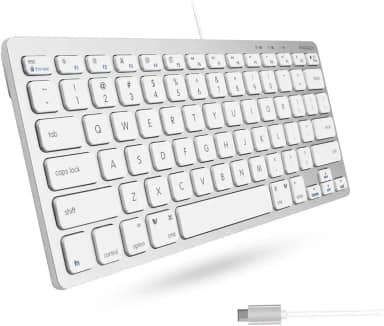 Teclado Macally USB C, Pequeno, Compacto, Com Fio. Plug & Play, para Mac Mini, MacBook Pro/Air, iMac, iPad, Windows, Chromebook, Prata