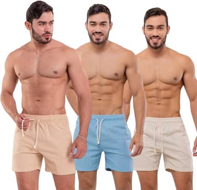 Kit com 3 Short Linho Masculino Bermuda Mauricinho Masculina colorida qualidade premium curto Loja Intro
