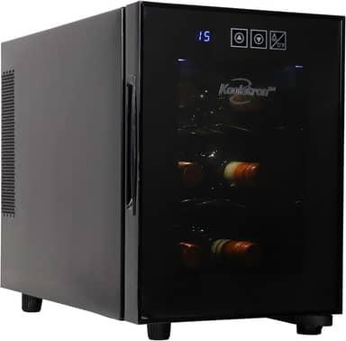 Koolatron Refrigerador de vinho para 6 garrafas, preto, geladeira termoelétrica, 16 litros, adega independente, armazenamento de vinho vermelho, branco e espumante para cozinha pequena, apartamento, apartamento, trailer