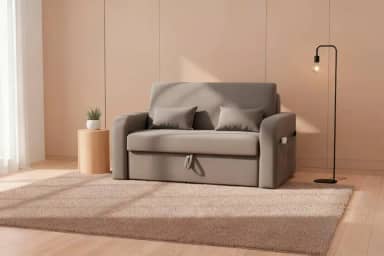 Sofá Cama Com Baú 2 Lugares 140cm Lady Day Retrátil Com Almofadas Veludo Premium Aconchegante (Cinza)