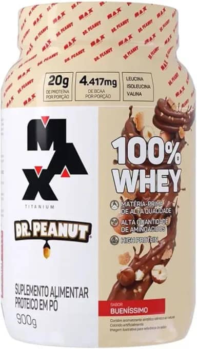 100% Whey Max Titanium x Dr. Peanut (900g), Sabor Bueníssimo