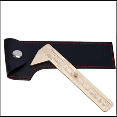 Pinças de latão de escala dupla com capa protetora de couro – Paquímetro vernier de latão sólido com ponta de triângulo, ferramenta de medição em polegadas e métrica para fabricação de joias