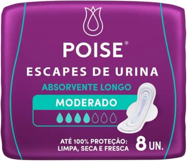 Poise® Absorvente para Escapes de Urina Longo Moderado 8un
