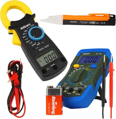 Kit Multímetro Digital + Amperímetro + Detector de Tensão – Ferramentas para Eletricistas com Medição Precisa e Segura