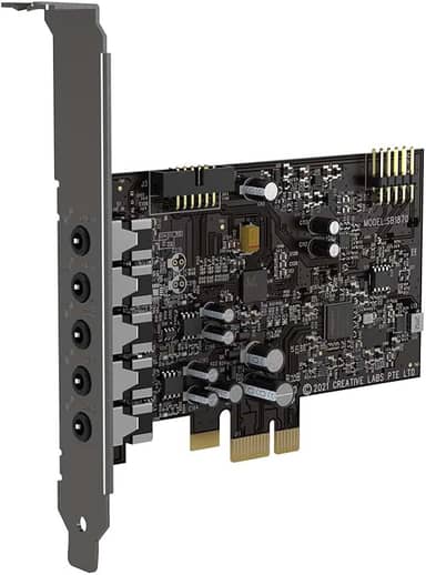 Creative Sound Blaster Audigy Fx V2 Placa de som PCI-e interna atualizável de alta resolução com surround 5.1 discreto e virtual, modo Scout, kit SmartComms para PC