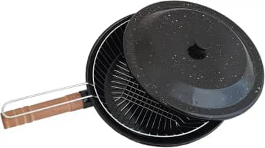 Nacional, 752603, Fritadeira Panela Esmaltada com Tampa e Cesto 2.7 Litros Frituras, cor Preto, Madeira