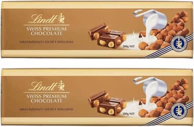 Chocolate Lindt Premium, Ao Leite c/Avelã, 2 barras de 300g