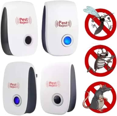 Kit 4 Repelentes Ultrassônicos de Tomada Paki Anti Insetos Mosquitos Baratas Bivolt Elétrico Plug Brasil Sem Cheiro Seguro para Pets