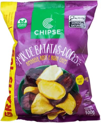 Batata Doce Mix Chips Amarela Rosada e Roxa Chipse 100g Vegano