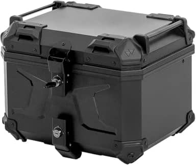 Bau Bauleto plastico preto 45 litros amolfatado com suporte universal Honda Yamanha Bajaj BMW