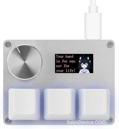 Sayo Device O3C Teclado para jogos personalizado, teclado de gatilho rápido, interruptores magnéticos com botão e tela, plug-and-play, copiar colar, branco