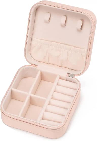 Estojo de joias de viagem - presentes de agradecimento ao professor - pequena caixa organizadora de viagem essencial de viagem presente de Natal para mulheres. Rosa
