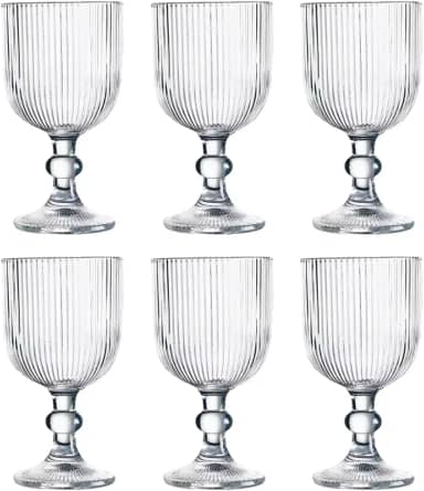 Jogo com 6 Taças de Vidro Canelado 380ml Design Elegante e Resistente Ideal para Suco Água Refrigerante Drinks e Café Transparente para Cozinha Bar e Restaurante