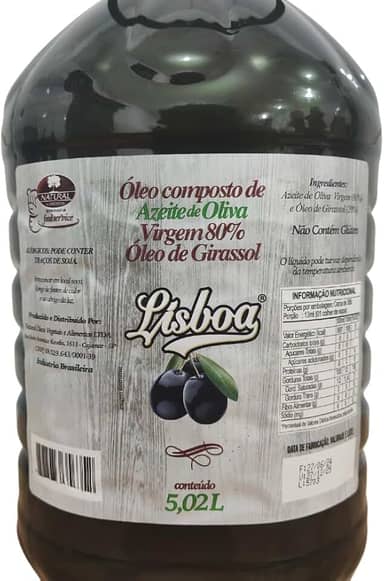 Azeite de Oliva Virgem 80% Nacional 5 Litros Restaurantes Pizzarias Qualidade Premium Lisboa