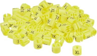 Marcador de cabide de roupas tamanho GG serve em haste amarela de 3,5 mm para codificação de cores de roupas de vestuário, pacote com 100