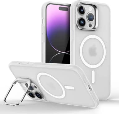 Capinha Capa Case tecnológica Premium Para iPhone 15 Pro Max de 6,7 polegadas - Anti impacto e proteção para câmeras com suporte retrátil e acabamento Micro-Mate Fosco que repele marca de dedos