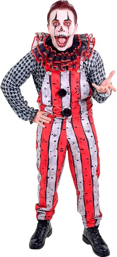 Fantasia Halloween Masculina Adulta Palhaço Assassino Circo do Terror Completa