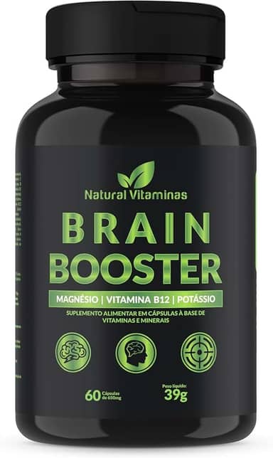 Complexo B, Biotina, Magnésio, Cálcio, Zinco e mais Vitaminas Bain Booster - 1 Pote com 60 Cápsulas de 650mg