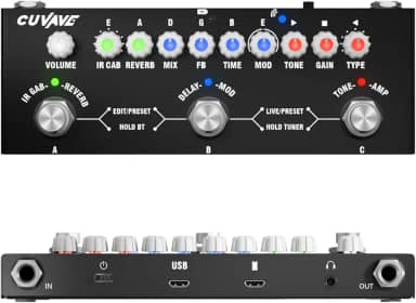 KINGSTER M-VAVE CUBE BABY Pedal de Efeitos para Guitarra Multifuncional e Portátil com Bateria Interna, 9 Modelos de Amplificador, Modulação Chorus/Phaser, Delay, Reverb, 8 Simulações de IR CAB