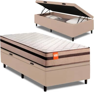 Cama Box Baú Solteiro Molas Ensacadas Bali 88x188x63cm