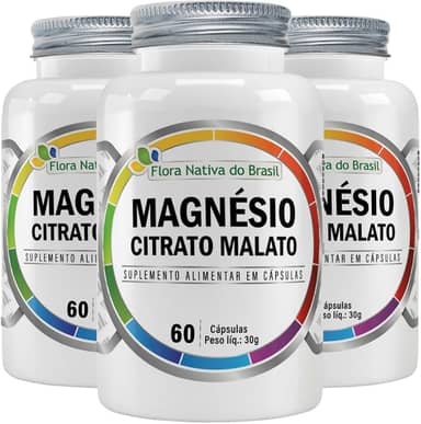 KIT 3X Magnésio Citrato Malato 60 Cápsulas - Flora Nativa