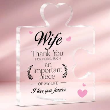 Presente para esposa do marido, presentes de casamento, presente romântico para esposa, aniversário, Natal, obrigado por ser uma peça tão importante, peça acrílica, quebra-cabeça, placa, decoração de