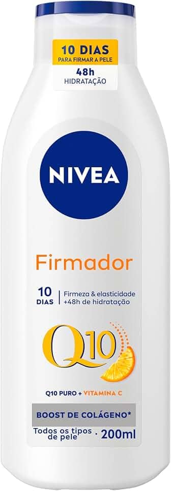 NIVEA Loção Hidratante Firmador Q10 + Vitamina C Todos os Tipos de Pele 200ml - Sua pele com mais firmeza e mais elasticidade em 10 dias, ainda hidratada e cheia de brilho, livre de flacidez