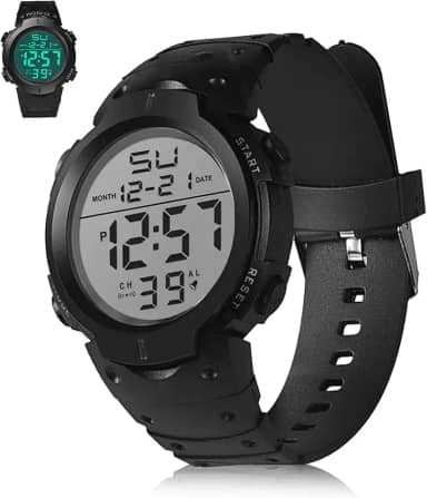 Relógio digital masculino esportivo feminino à prova d'água grande visor com luz traseira LED alarme data para natação, treinamento, corrida, atividades internas ao ar livre