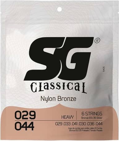Encordoamento SG Nylon Bronze 65 35/Prata Tensão Alta Pesada para Violão