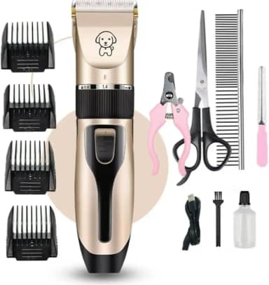 Kit Aparador de Pelos para Pets 11 em 1 Profissional – Pet Grooming Hair Clipper Silencioso, Lâminas de Alta Precisão, Ideal para Cães, Gatos e Outros Animais Recarregável