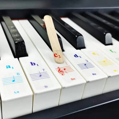 Adesivos de teclado de piano para teclas 88/61/54/49/37. Colorido, bastão, notação musical numerada; conjunto completo de notas musicais para teclas brancas e pretas; transparentes e removíveis