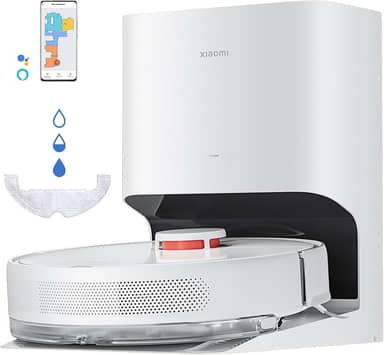 XIAOMI Robot Vacuum X10 - Robot aspirador e limpa-chão com sistema inteligente de navegação a laser (LDS), sucção de 4000 Pa, base de auto-esvaziamento, 5200 mAh, branco