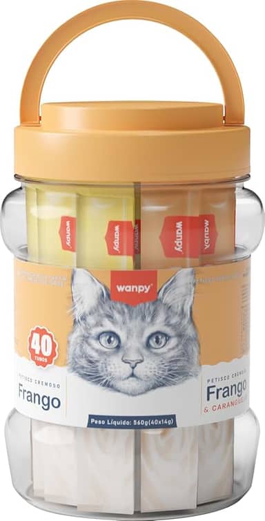 Wanpy/Truly Creamy Petisco Cremoso para Gatos, 40 Sachês, 560g, Frango + Frango e Caranguejo