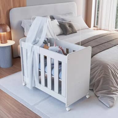 Mini Berço Infantil Moisés Multifuncional 4 em 1 com Rodas para Quarto de Bebê
