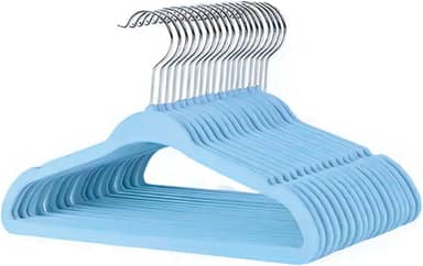 Kit 50 Cabides de Veludo Infantil Slim Ultrafino (Azul)