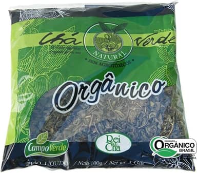 Chá Verde Orgânico das Folhas Campo Verde pacote 100 gramas