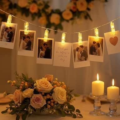 Varal De Luz Premium LED 2 Metros Com 10 Pregadores Iluminados, Luz Branco Quente, Ideal Para Fotos, Decoração E Festas, Marca VARENZIA